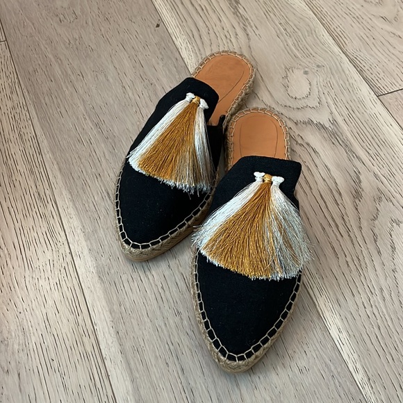 Last chance - New Silvia Cobos Flat Mules - black with white and gold tassels - Picture 7 of 12